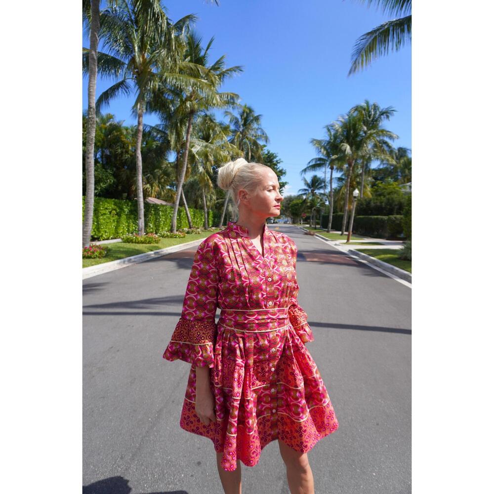 NEW PEP'S CANNES pompadour boubou mini dress in fuschia